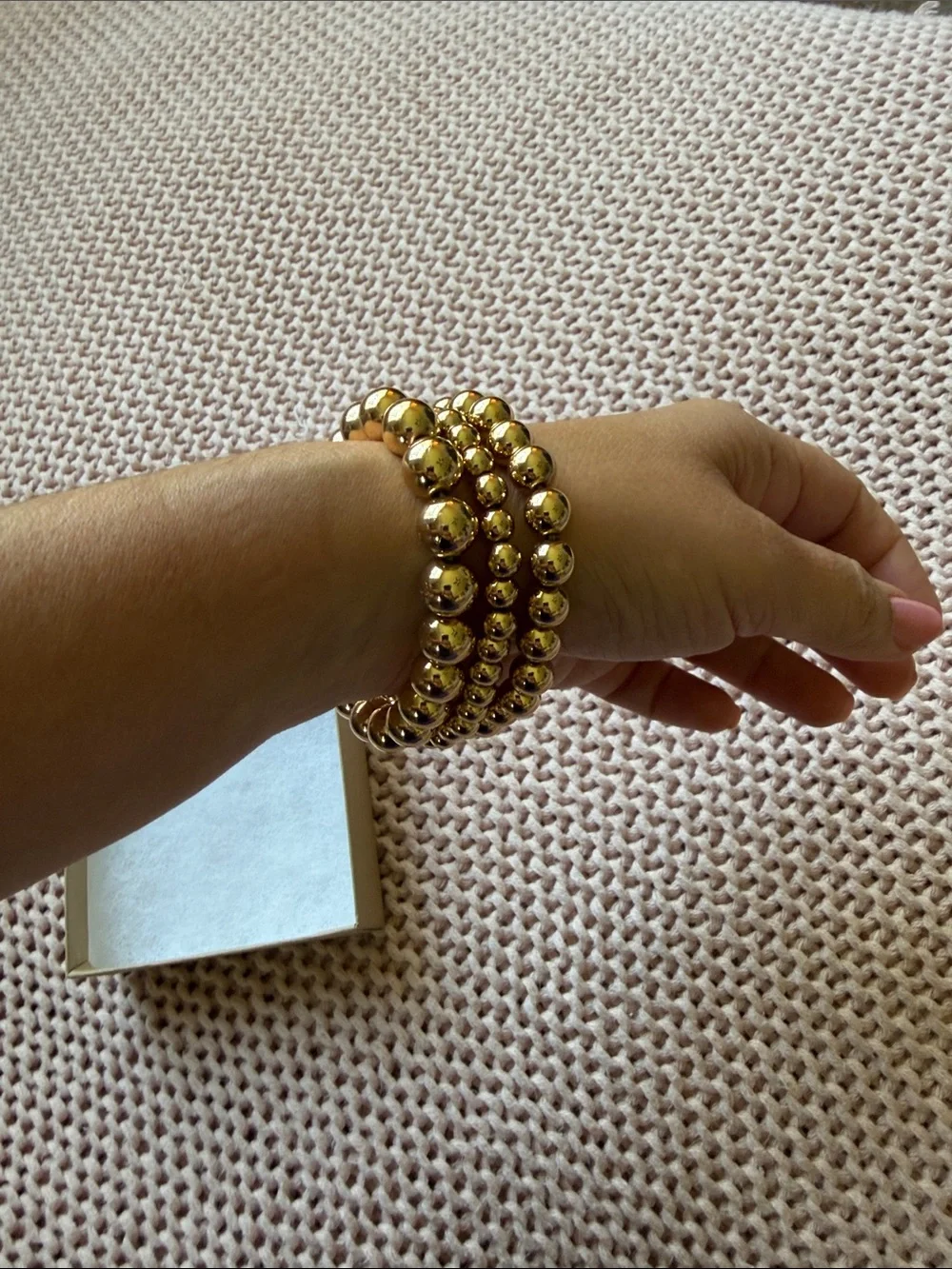 Gold Beaded Stretch Bracelet Set - Women Jewelry